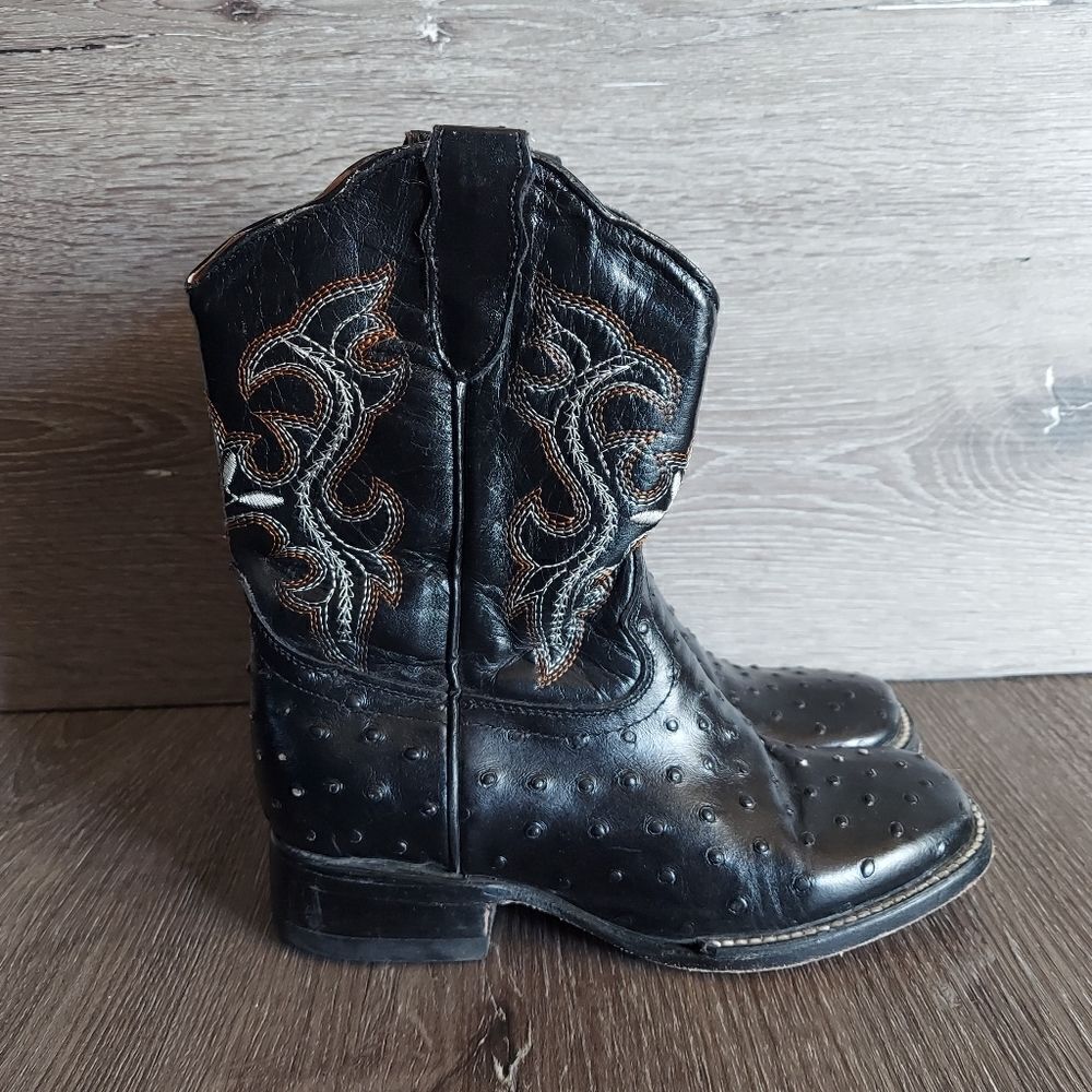 Jar Boots Black Ostrich Print Western Cowboy Boots Size 1